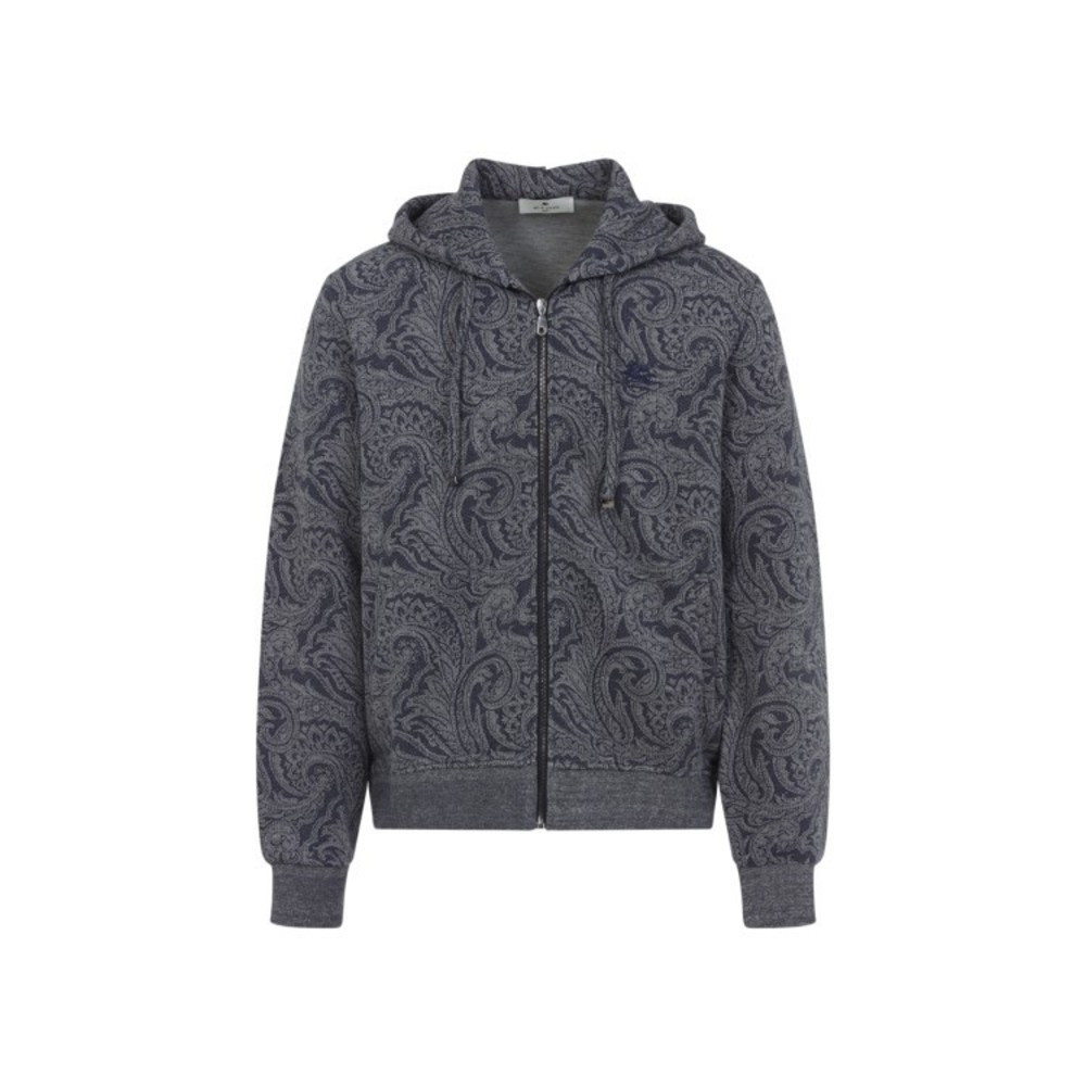 Etro Blue Zipped Hoodie With Welt Pockets - NWT